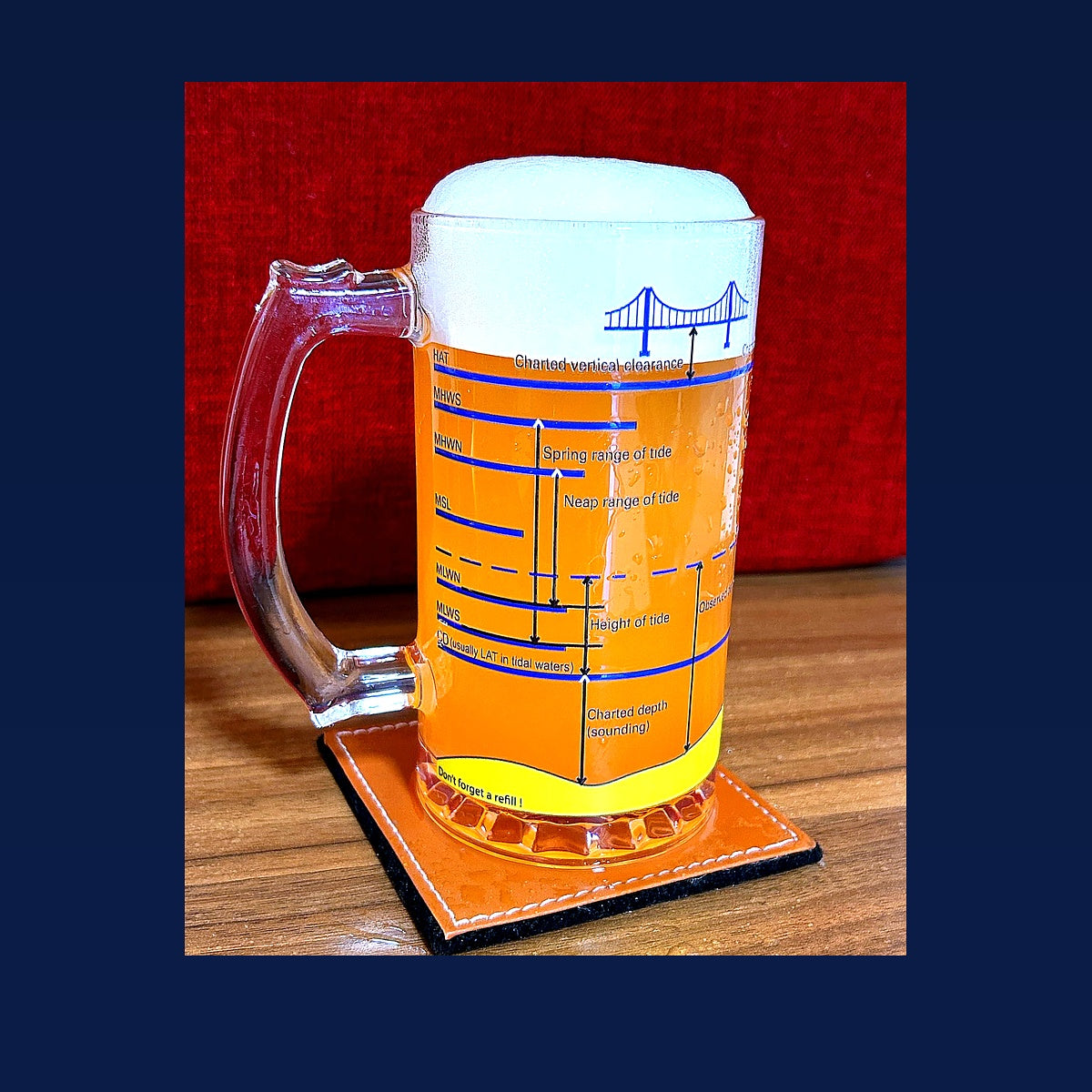 Tidal Heights Beer Mug – Charted Depth Diagram | 500ml | Merchant Navy Gift