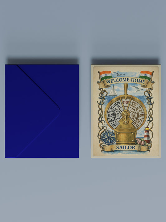 Welcome Home Sailor Card - Nautical Greeting Card for Seafarers, Merchant Navy, Maritime Gift, Engine Telegraph Design