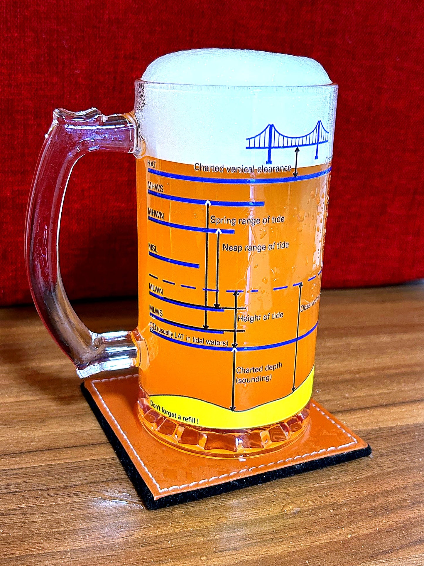 Tidal Heights Beer Mug – Charted Depth Diagram | 500ml | Merchant Navy Gift