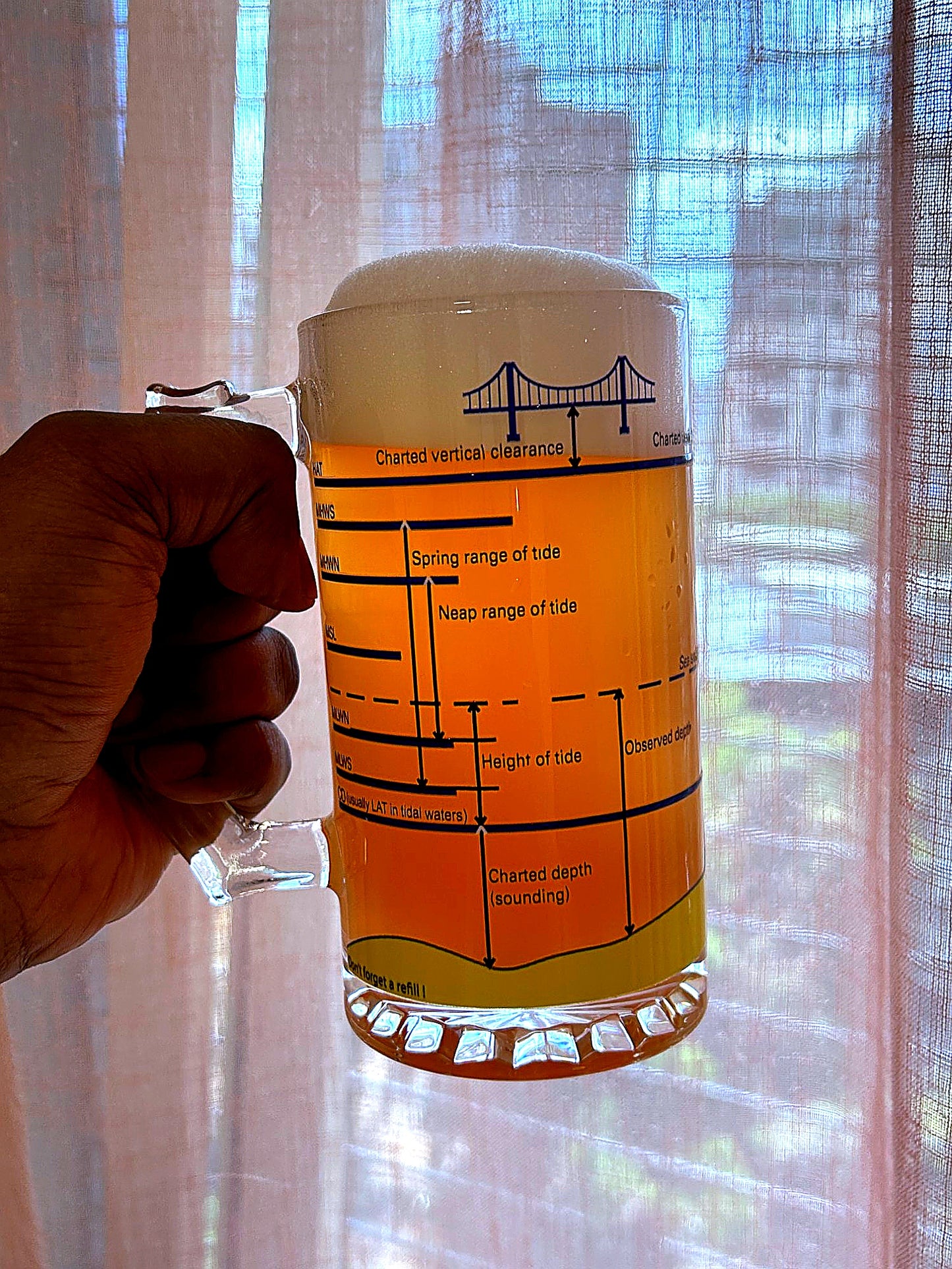 Tidal Heights Beer Mug – Charted Depth Diagram | 500ml | Merchant Navy Gift