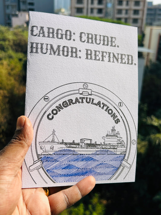Nautical Congratulations Greeting Card – Cargo. Crude. Humor. Refined. | Sailor & Seafarer Gift