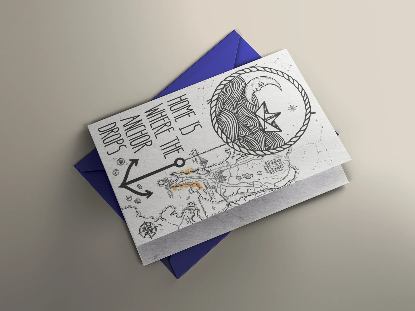 Home Is Where The Anchor Drops – Nautical Greeting Card | Mumbai Maritime Card for Sailors
