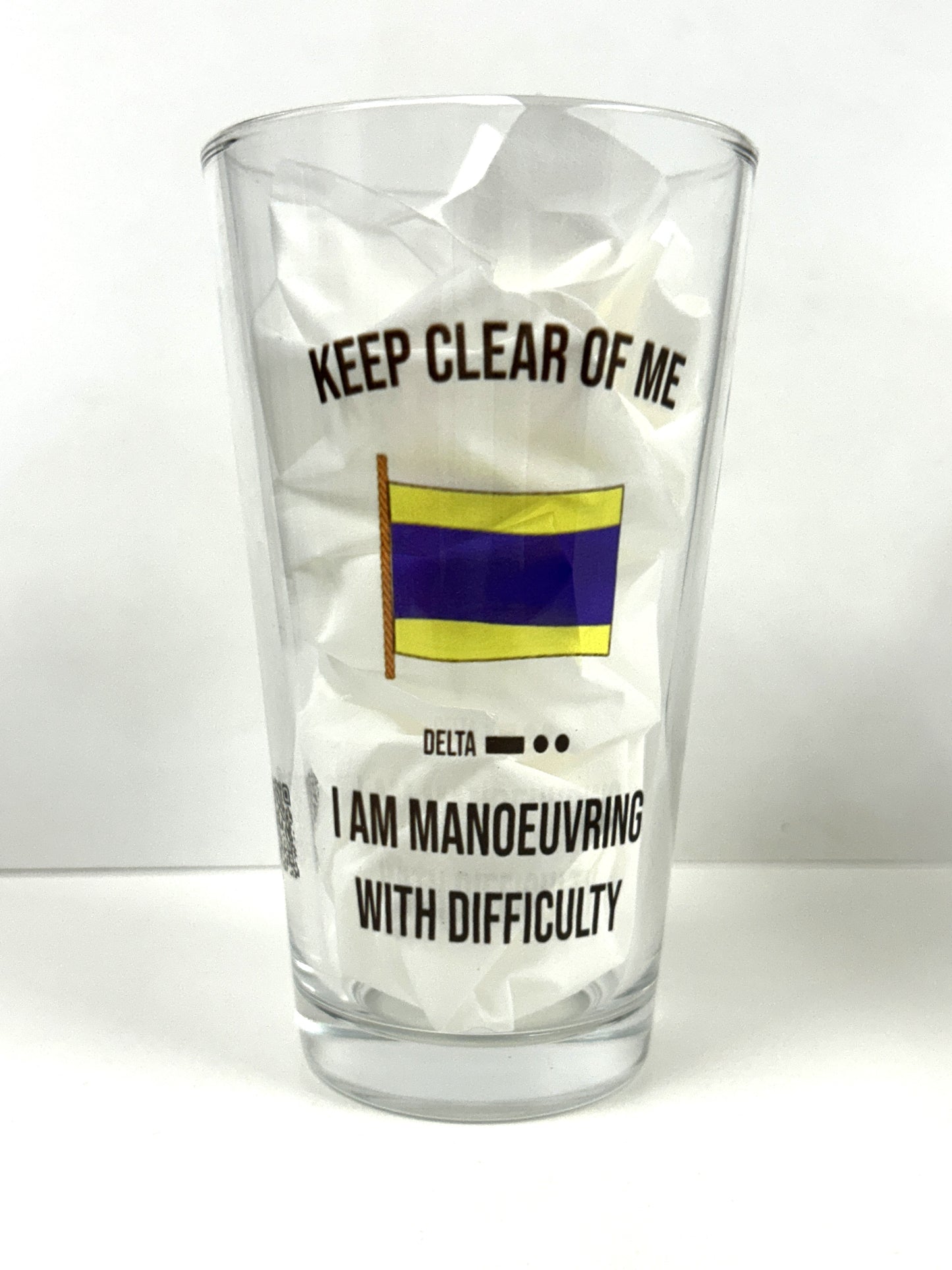 Delta Flag Maritime Pint Glass – I Am Manoeuvring With Difficulty
