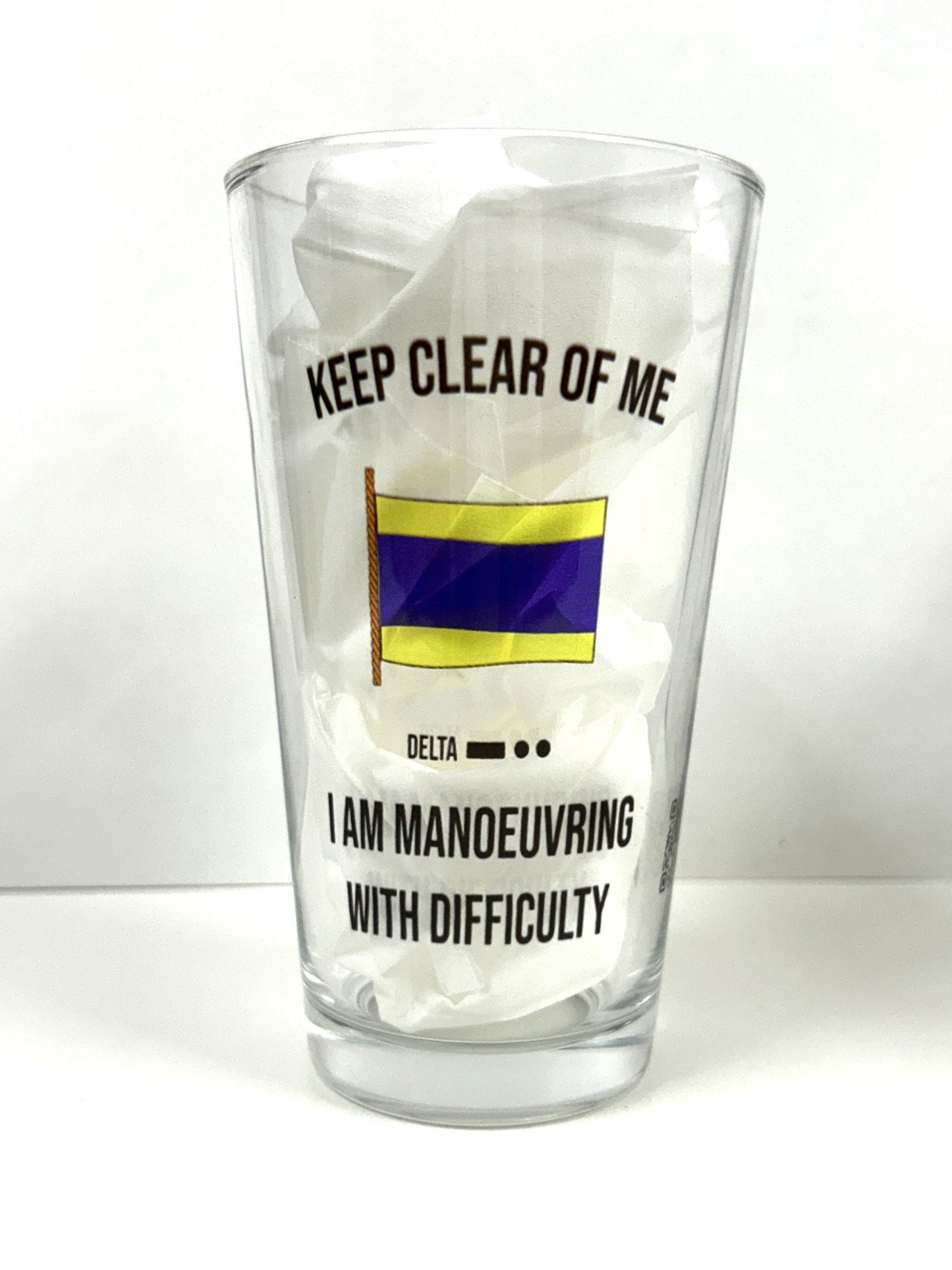 Delta Flag Maritime Pint Glass – I Am Manoeuvring With Difficulty