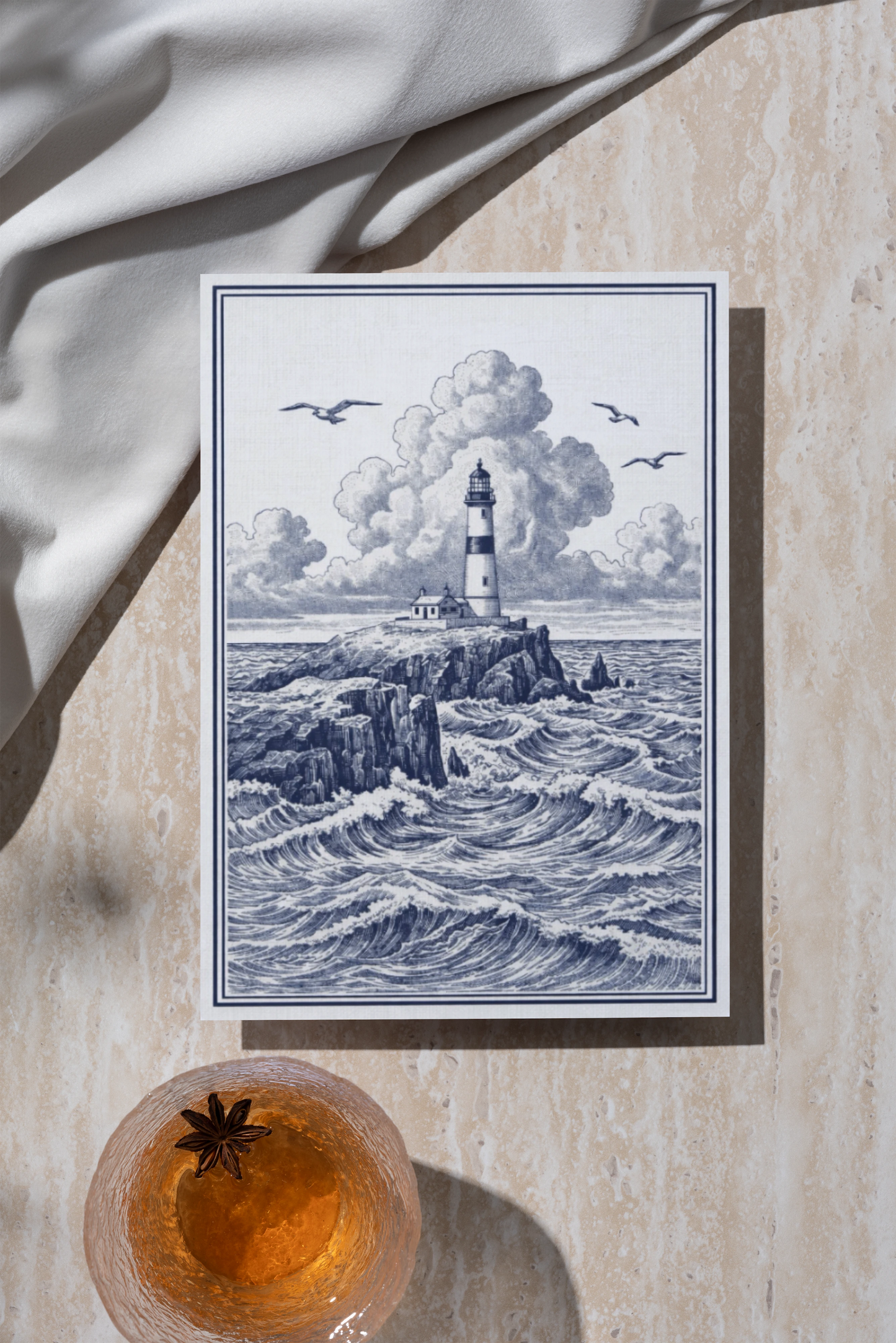 Vintage Lighthouse Nautical Greeting Card for Sailors & Sea Lovers