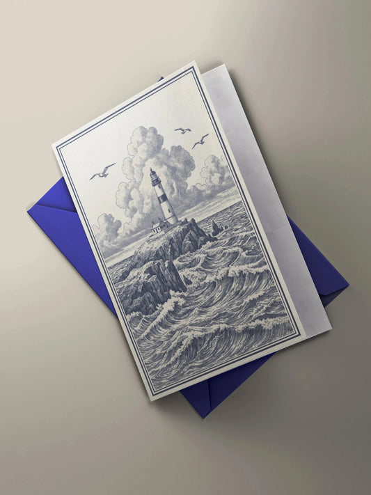 Vintage Lighthouse Nautical Greeting Card for Sailors & Sea Lovers
