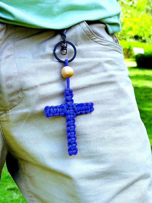 Handmade Cross Keychain – Paracord Christian Keyring | Faith Gift | Made in India